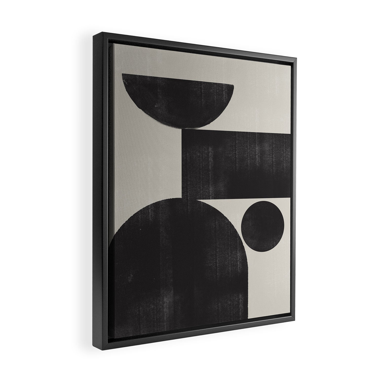Abstract Black and Beige Geometric No. 1 Framed Canvas Print Gallery Image 2