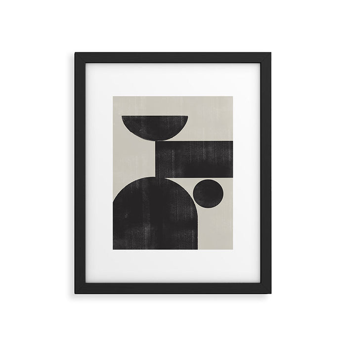 Abstract Black and Beige Geometric No. 1 Framed Art Print Gallery Image 1