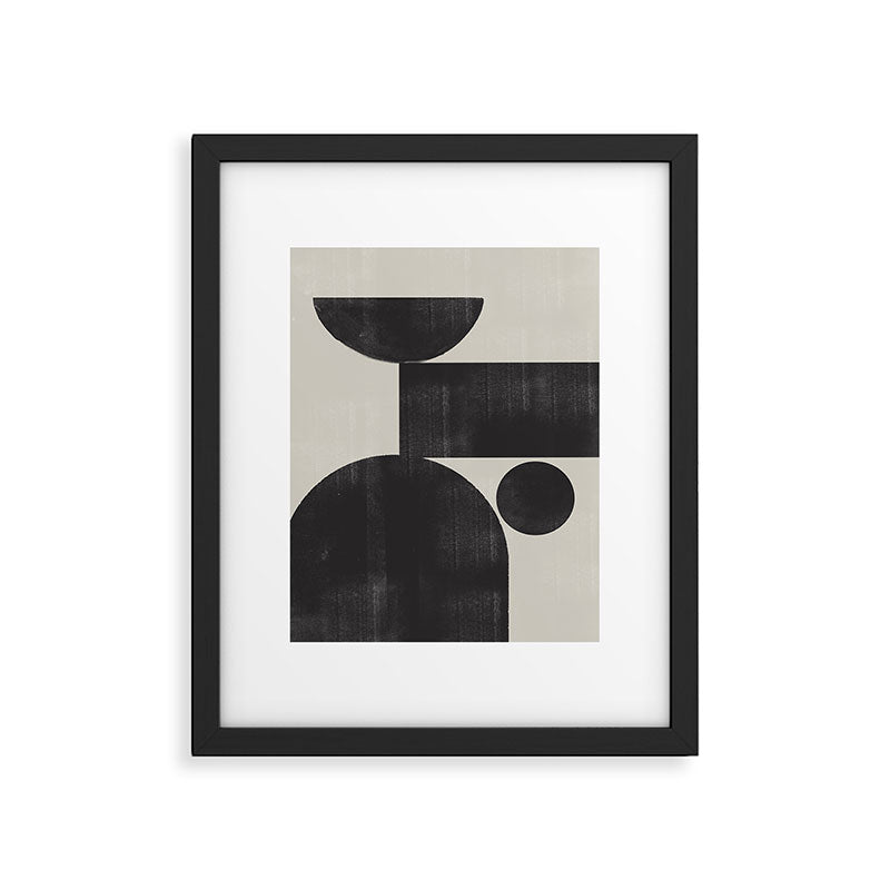 Abstract Black and Beige Geometric No. 1 Framed Art Print Gallery Image 5