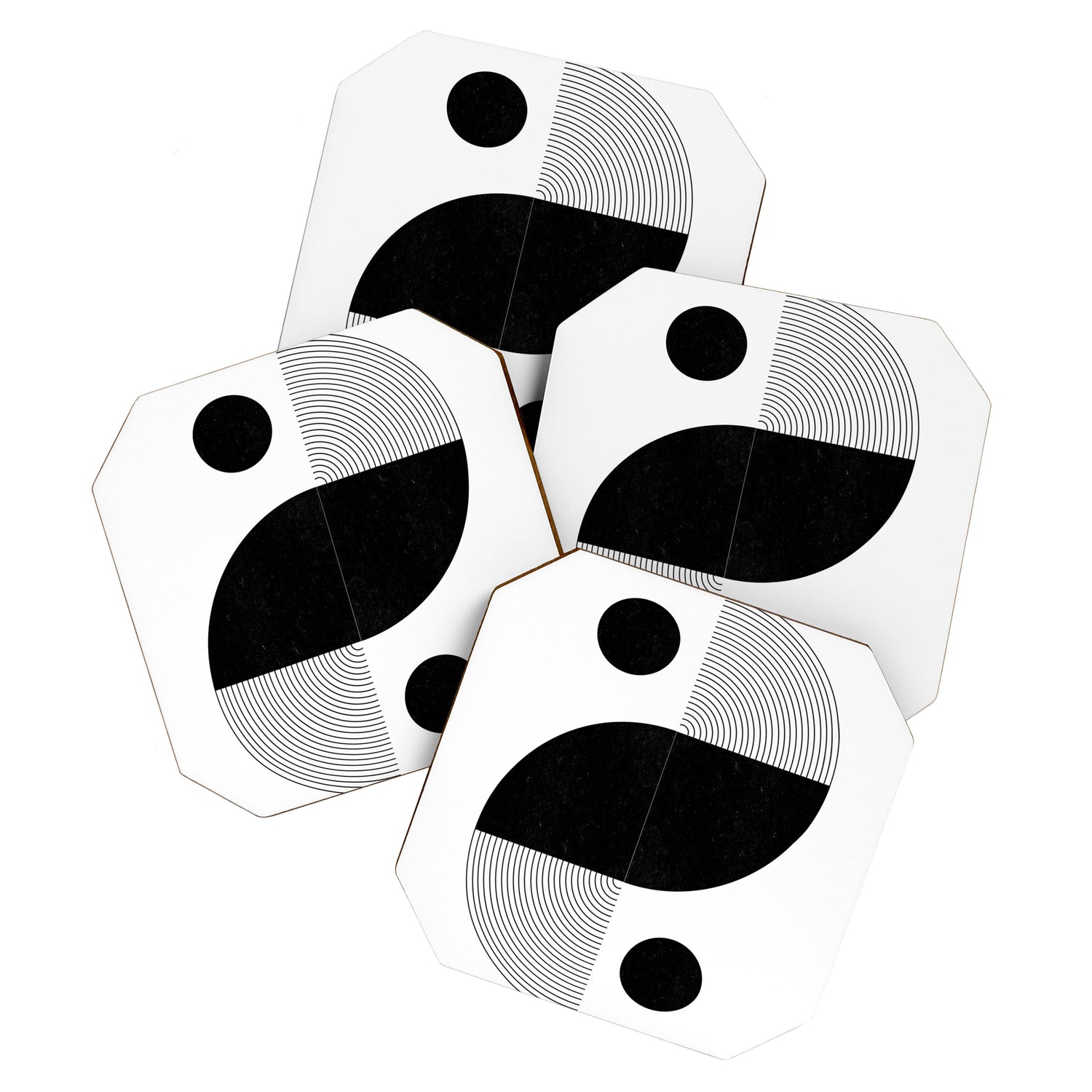 Abstract Black and White Minimalist Art Coaster Gallery Image 1