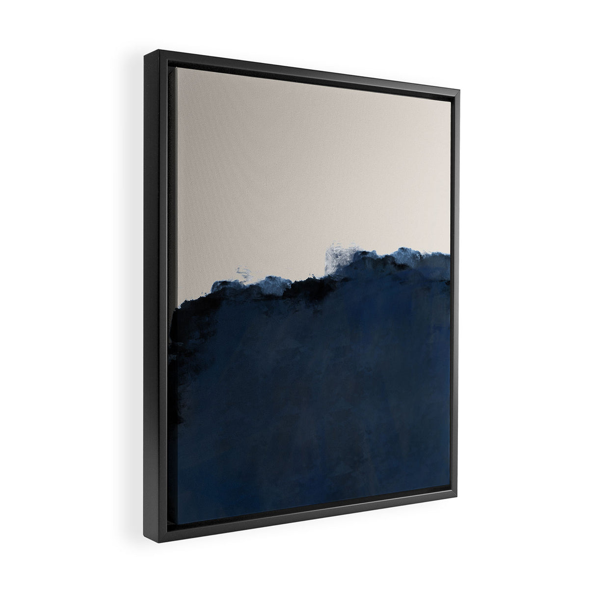 Abstract, blue, beige, indigo Framed Canvas Print Gallery Image 2