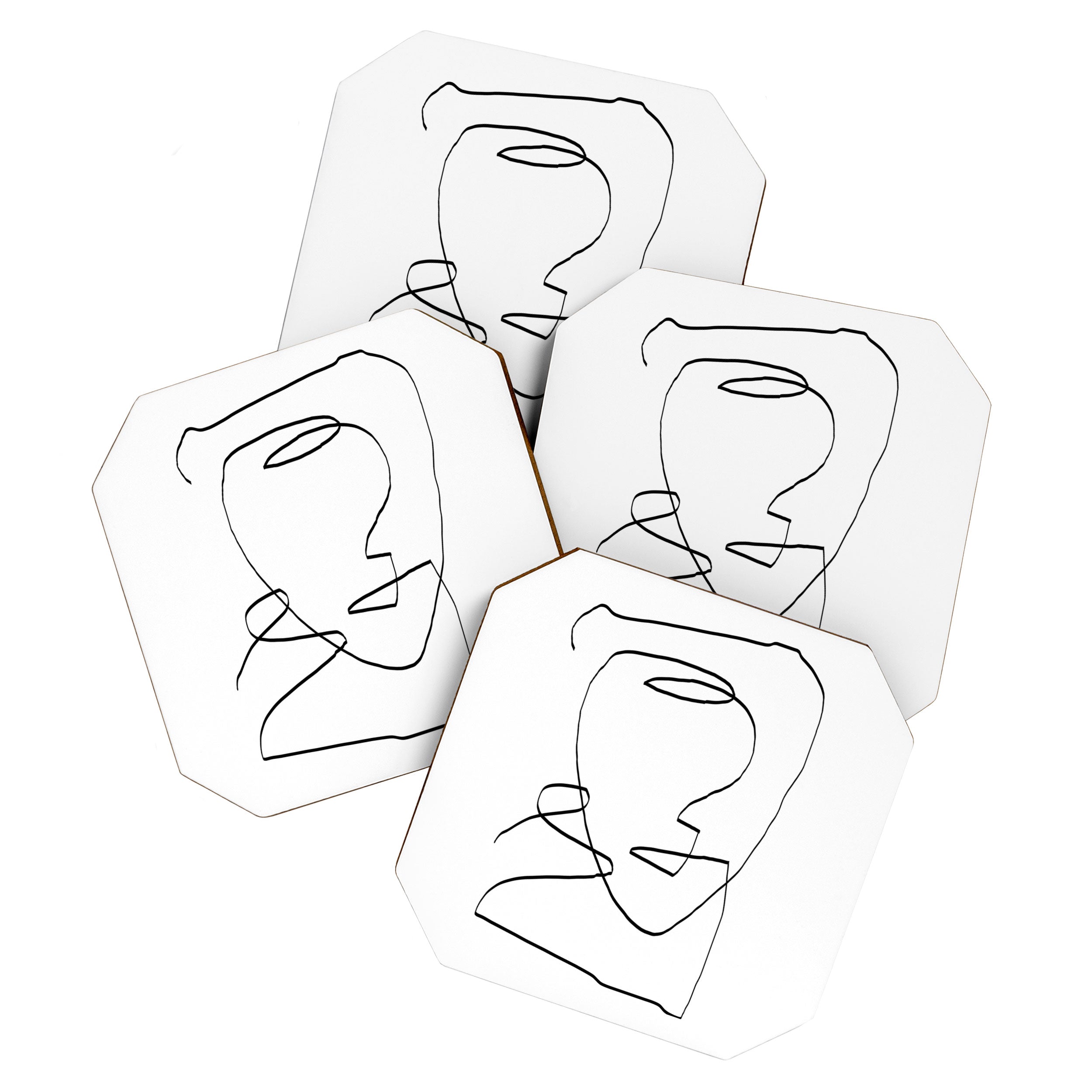Abstract head, Minimalist Line Art Coaster Gallery Image 1