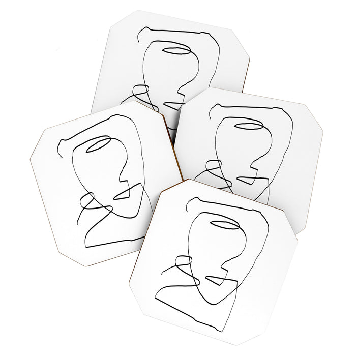 Abstract head, Minimalist Line Art Coaster Gallery Image 1