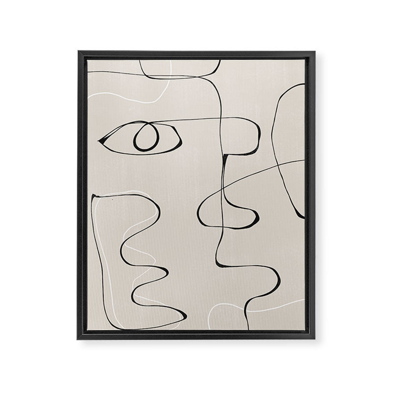 Abstract Line Face Art Framed Canvas Print Gallery Image 6
