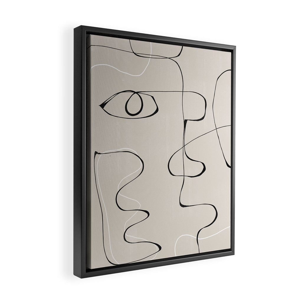 Abstract Line Face Art Framed Canvas Print Gallery Image 2