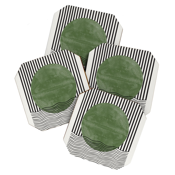 Abstract Modern Green Coaster Gallery Image 1