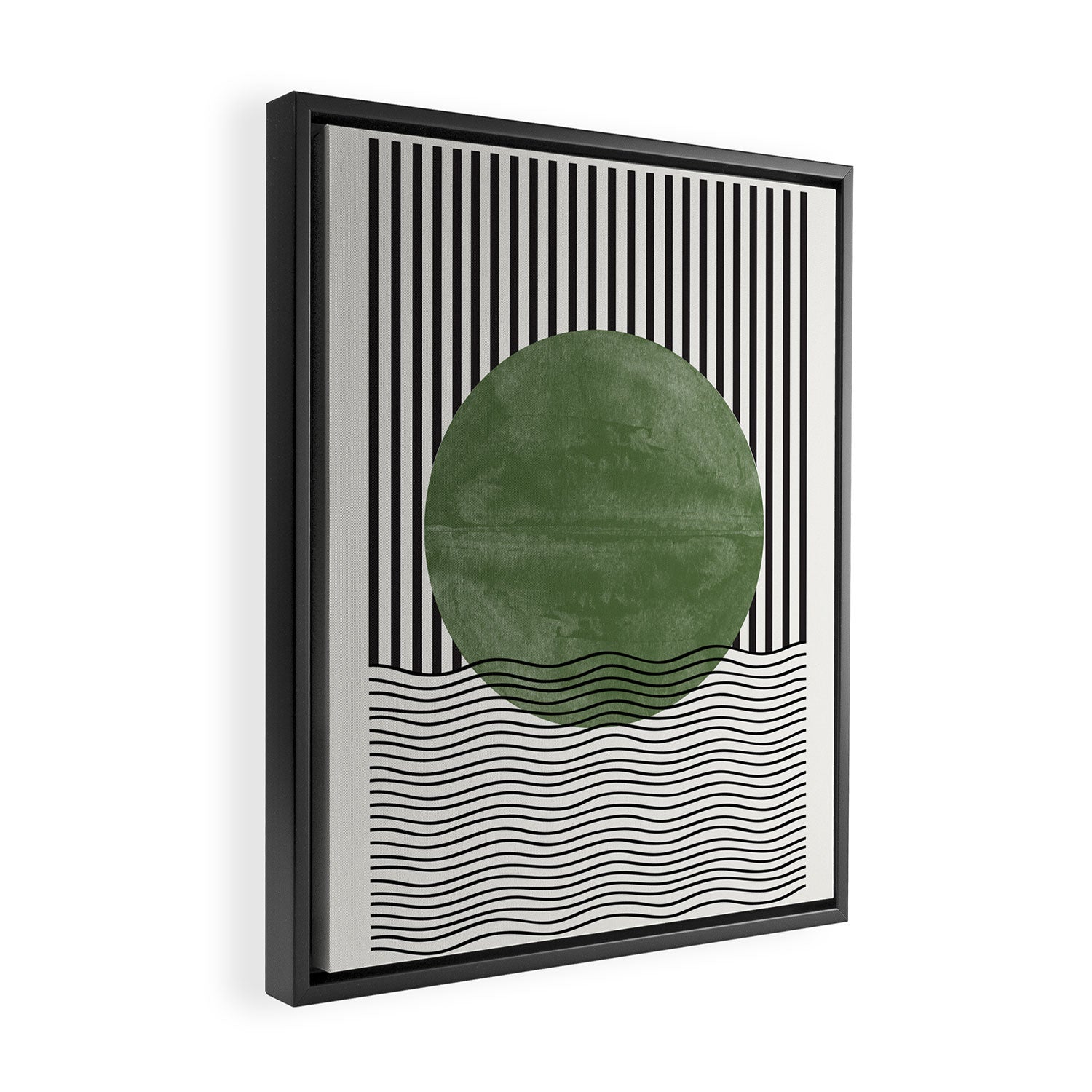 Abstract Modern Green Framed Canvas Print Gallery Image 2