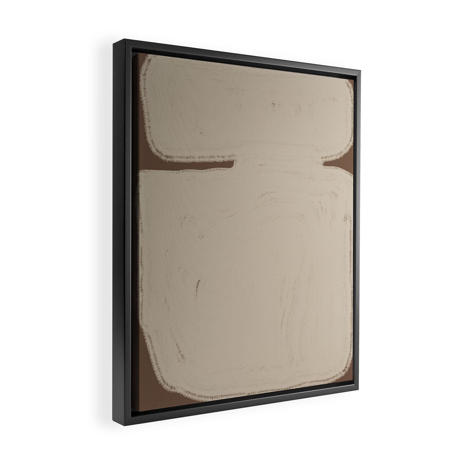 Beige Organic Modern Shape Framed Canvas Print Gallery Image 2