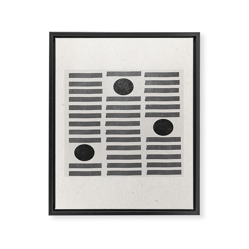 Black and Beige Modern Craft Design Retro Stripes and Circles Framed Canvas Print Gallery Image 8