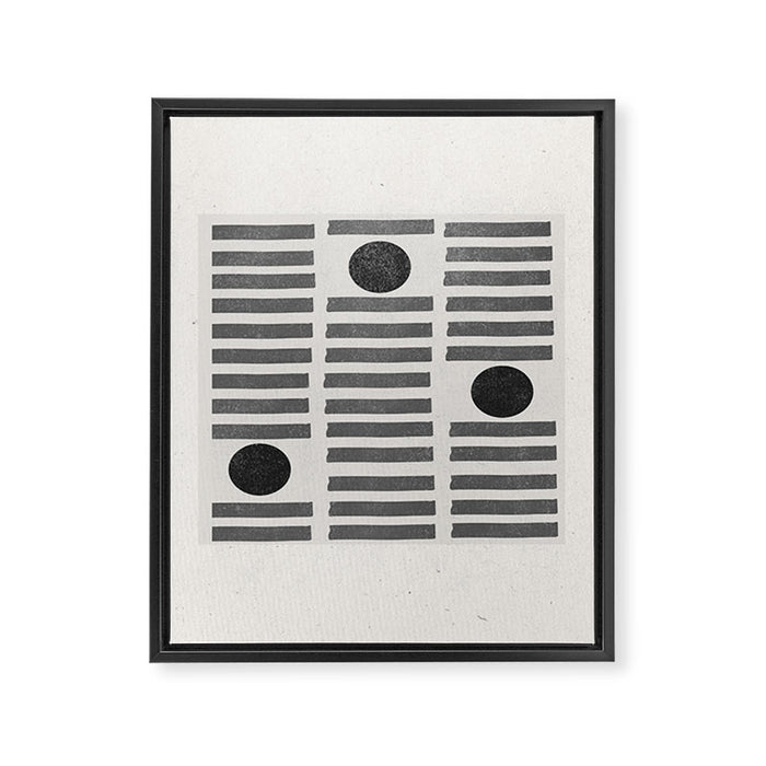 Black and Beige Modern Craft Design Retro Stripes and Circles Framed Canvas Print Gallery Image 1