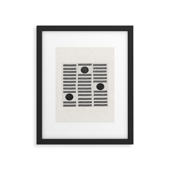 Black and Beige Modern Craft Design Retro Stripes and Circles Framed Art Print Gallery Image 1