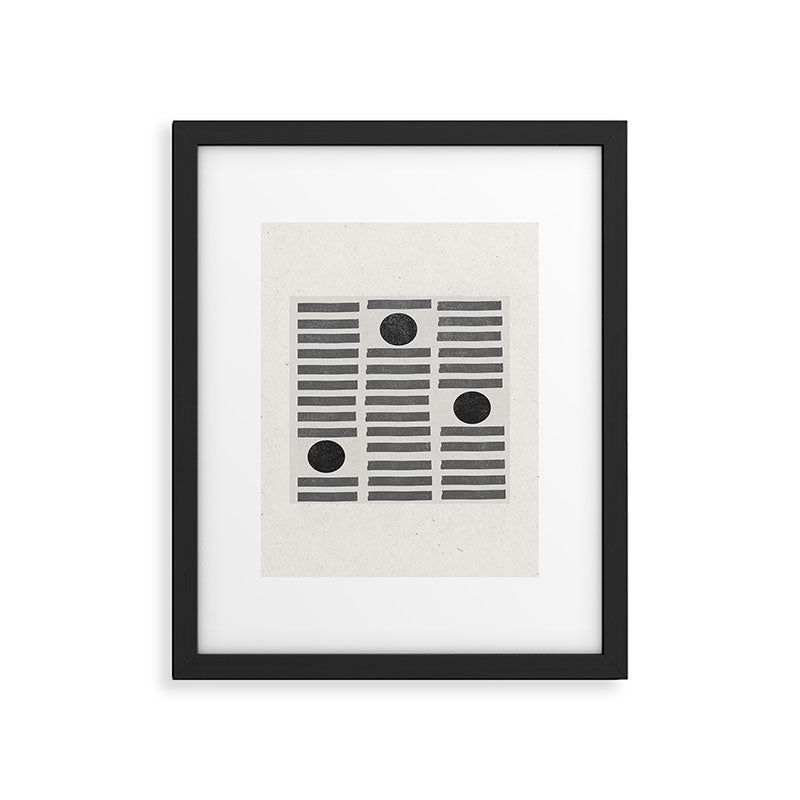 Black and Beige Modern Craft Design Retro Stripes and Circles Framed Art Print Gallery Image 6