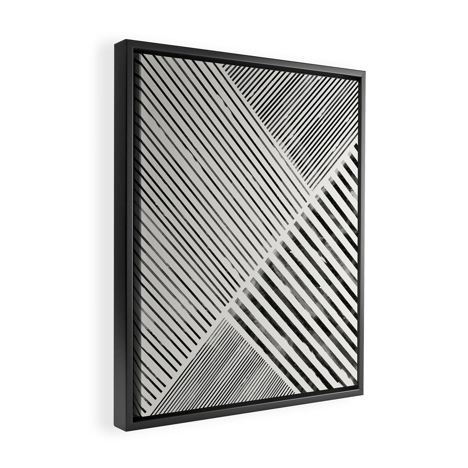 Black and White Stripes, Abstract Framed Canvas Print Gallery Image 2