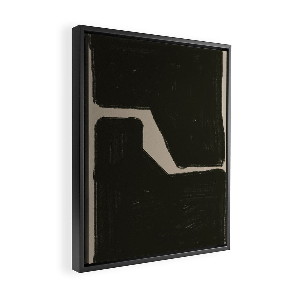 Black Geometric Shapes Framed Canvas Print Gallery Image 2