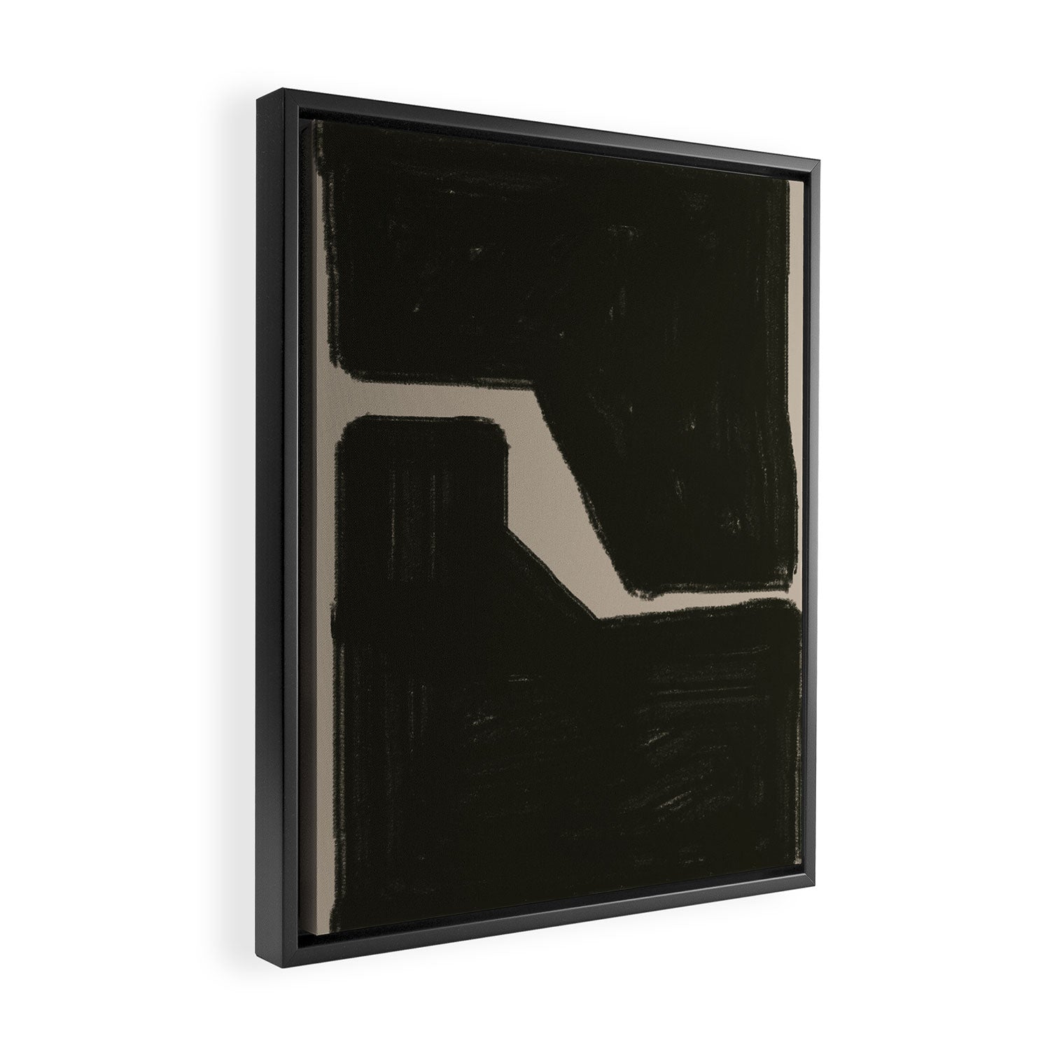 Black Geometric Shapes Framed Canvas Print Gallery Image 2
