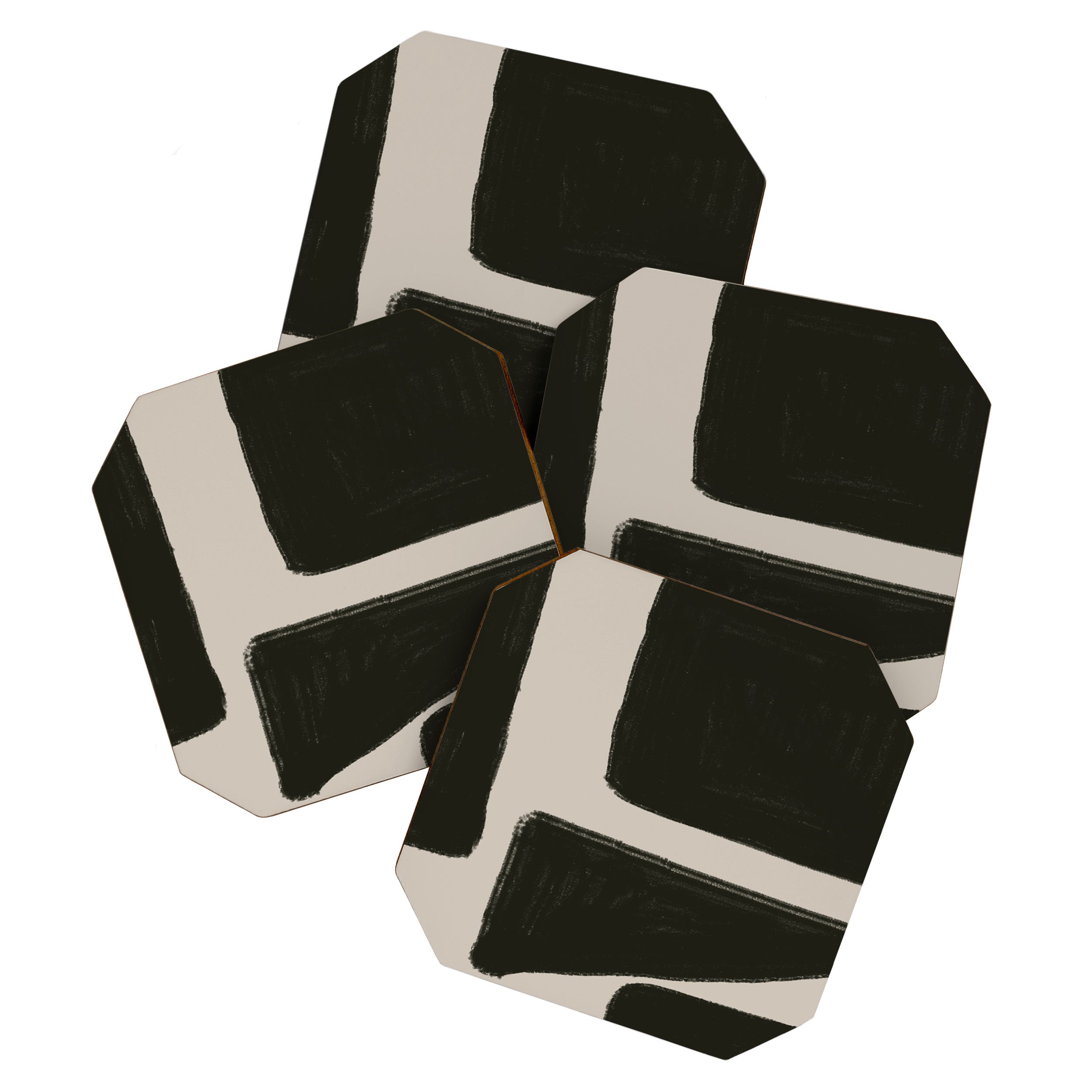 Black Geometric Shapes  Coaster Gallery Image 1