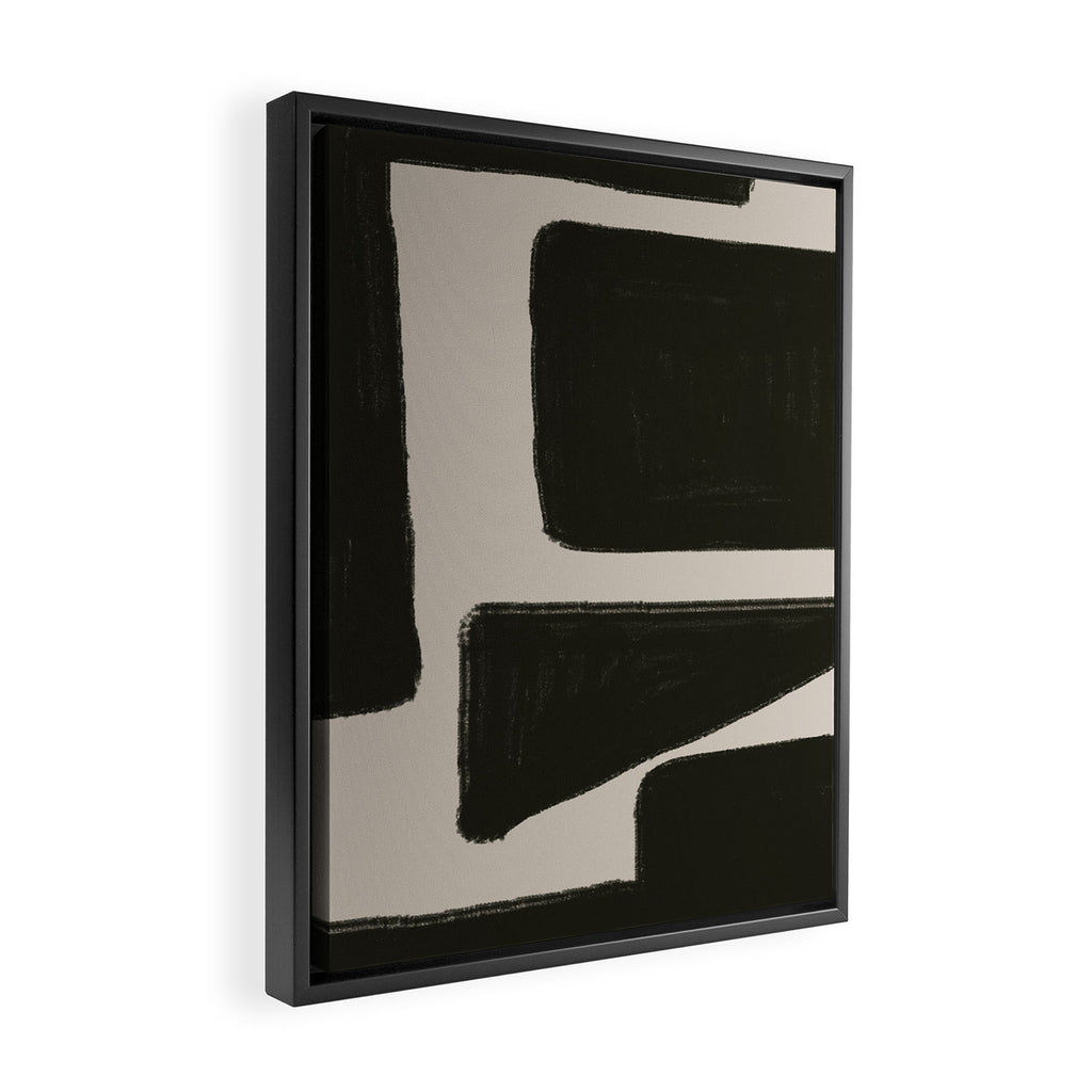 Black Geometric Shapes  Framed Canvas Print Gallery Image 2