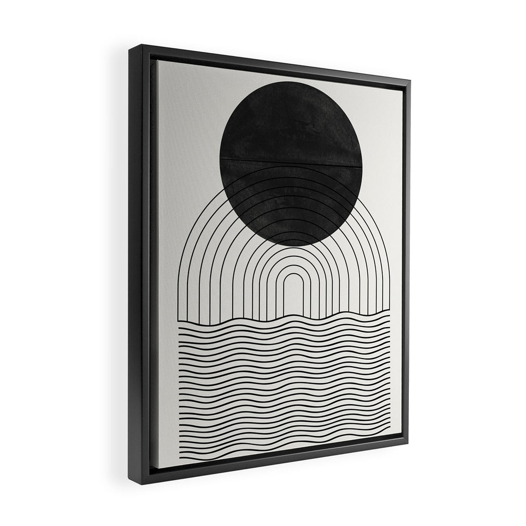 Black Sun by the ocean Framed Canvas Print Gallery Image 2