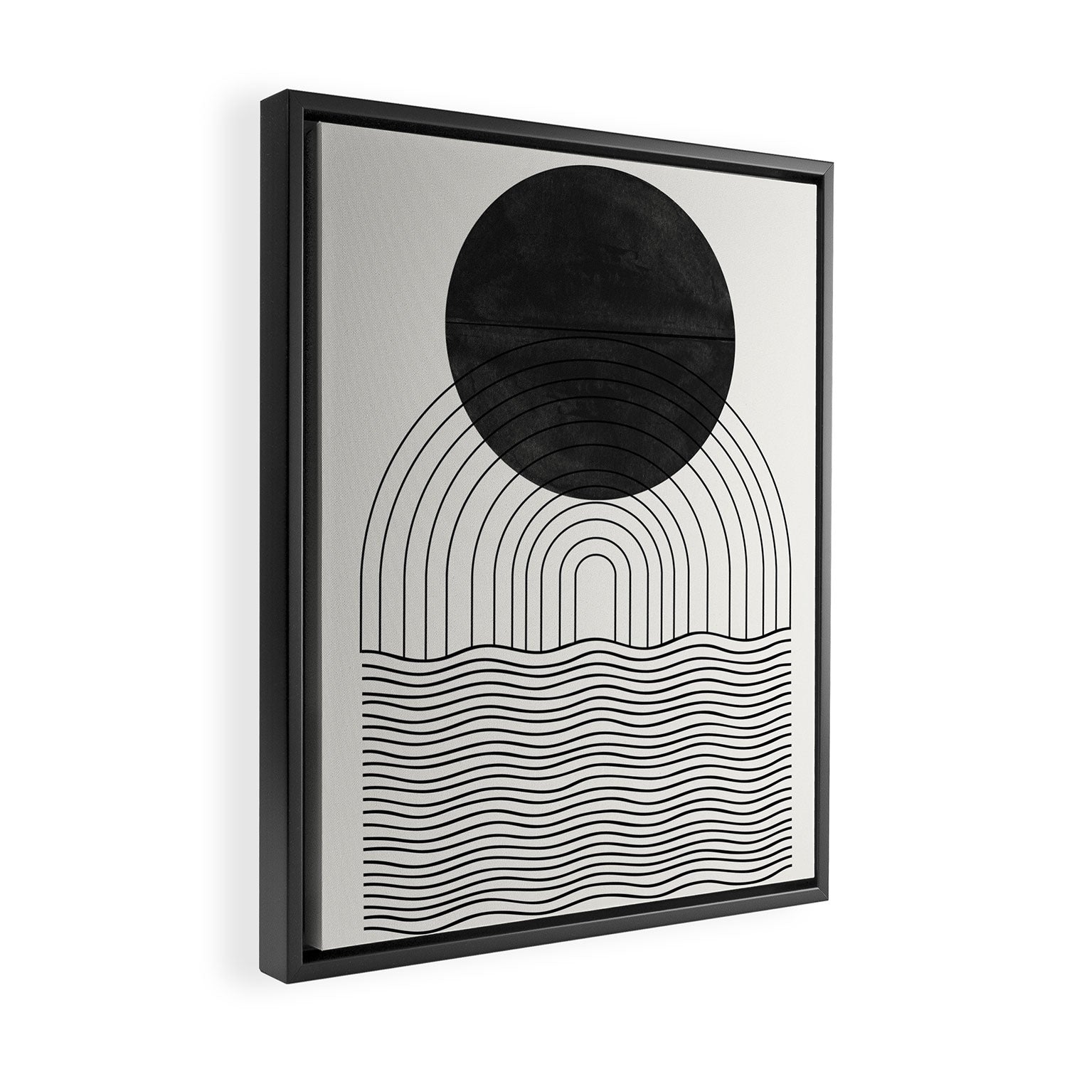 Black Sun by the ocean Framed Canvas Print Gallery Image 2