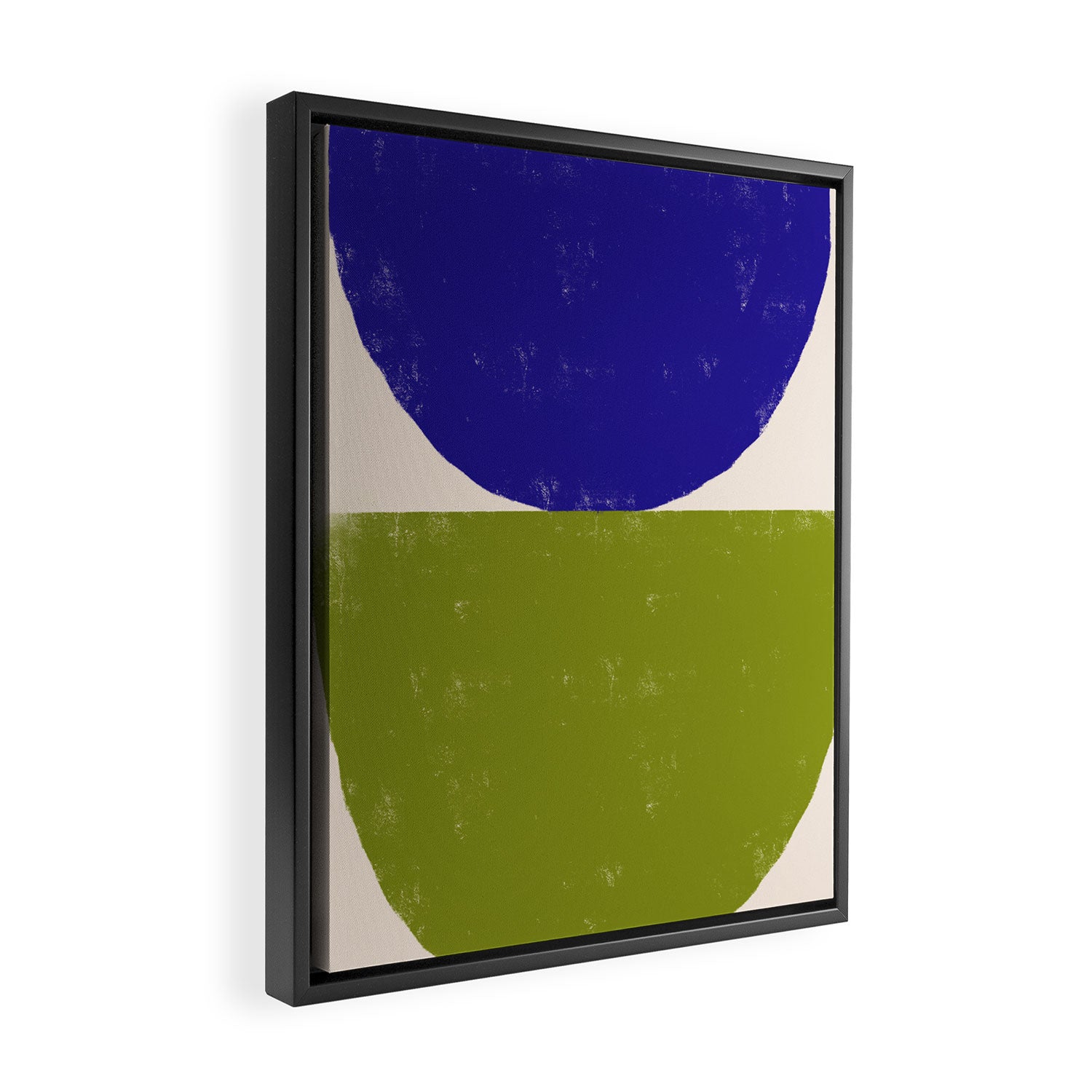 Blue and Green Objects Framed Canvas Print Gallery Image 2