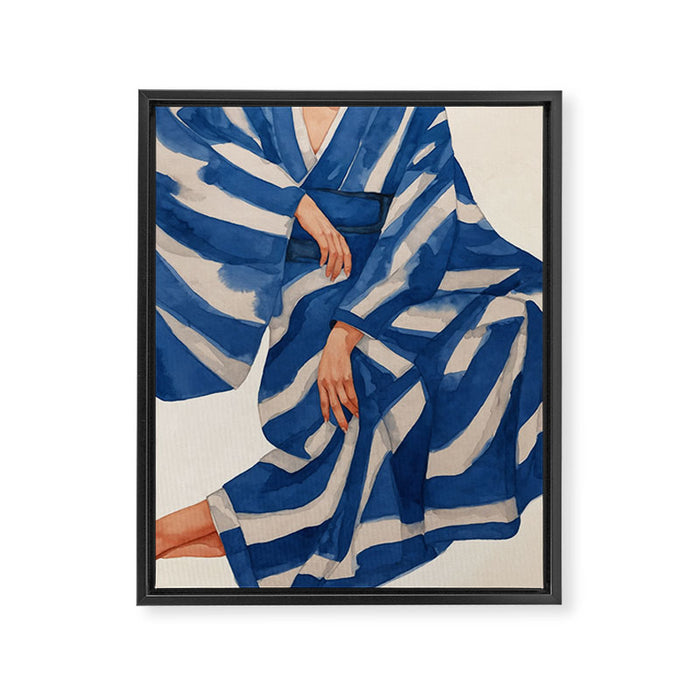 Blue Figurative Woman  Framed Canvas Print Gallery Image 1