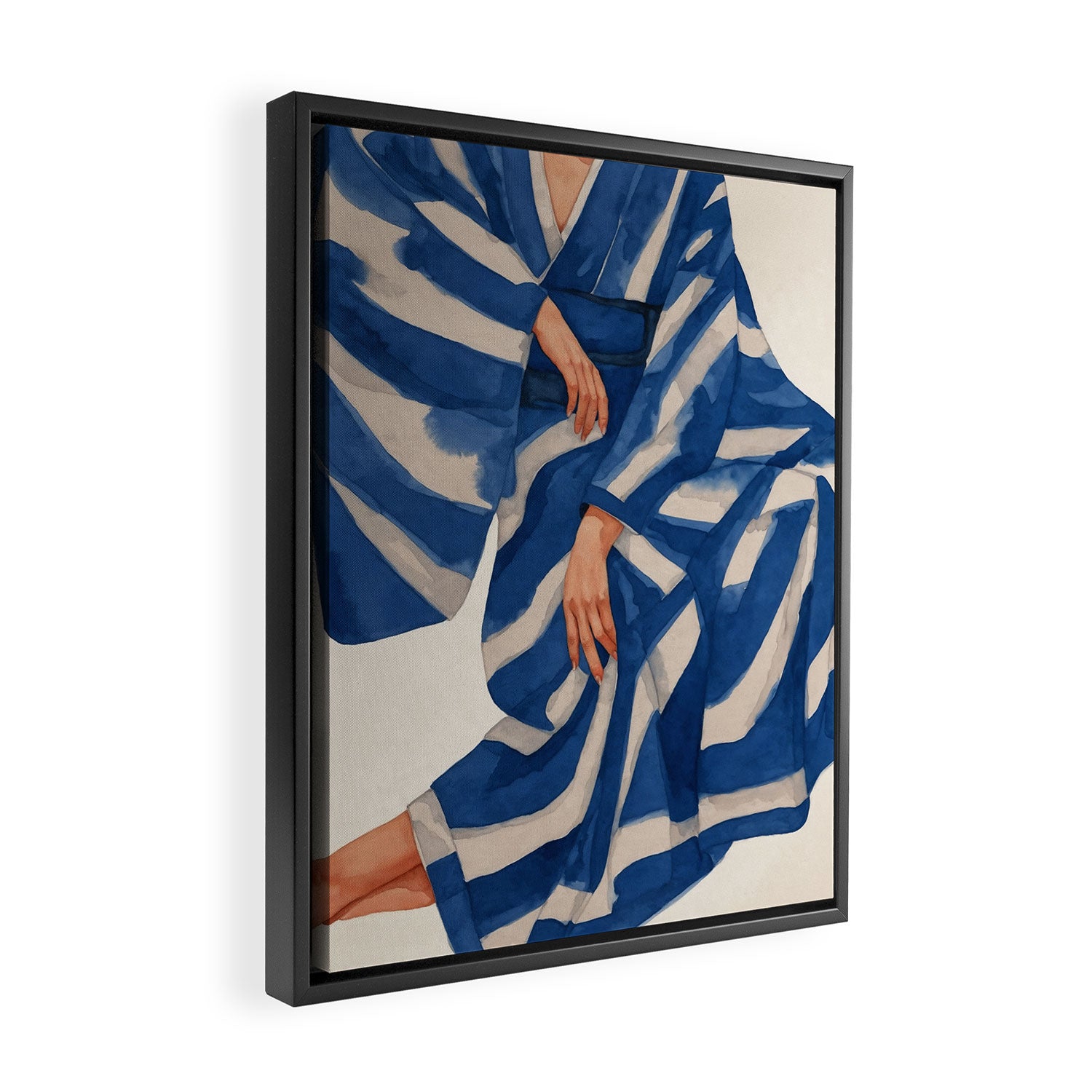 Blue Figurative Woman  Framed Canvas Print Gallery Image 2
