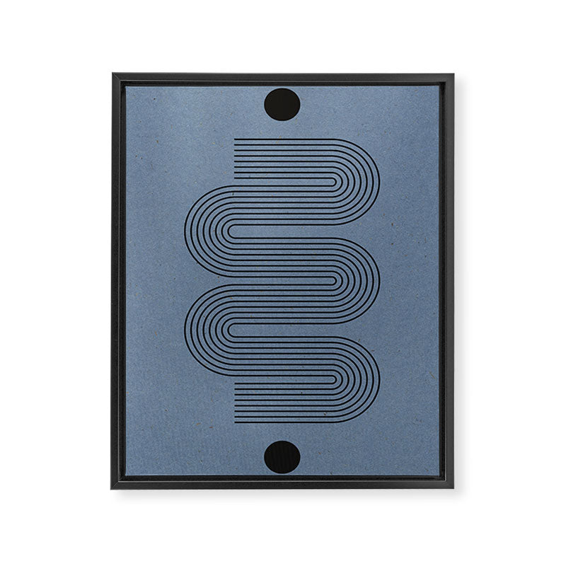 Blue Mid Century Modern Balance Framed Canvas Print Gallery Image 6