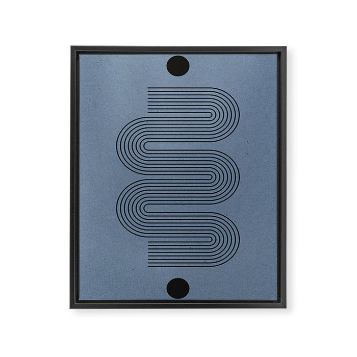 Blue Mid Century Modern Balance Framed Canvas Print Gallery Image 1