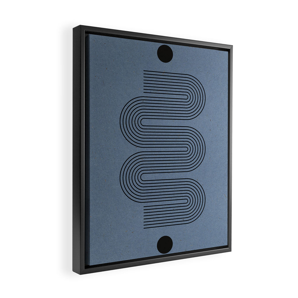 Blue Mid Century Modern Balance Framed Canvas Print Gallery Image 2