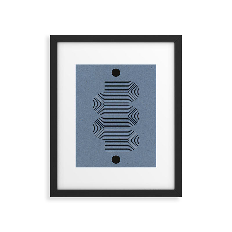 Blue Mid Century Modern Balance Framed Art Print Gallery Image 5