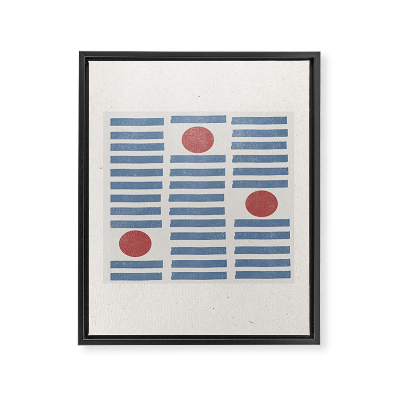 Blue Modern Craft Design Retro Stripes and Circles Framed Canvas Print Gallery Image 8