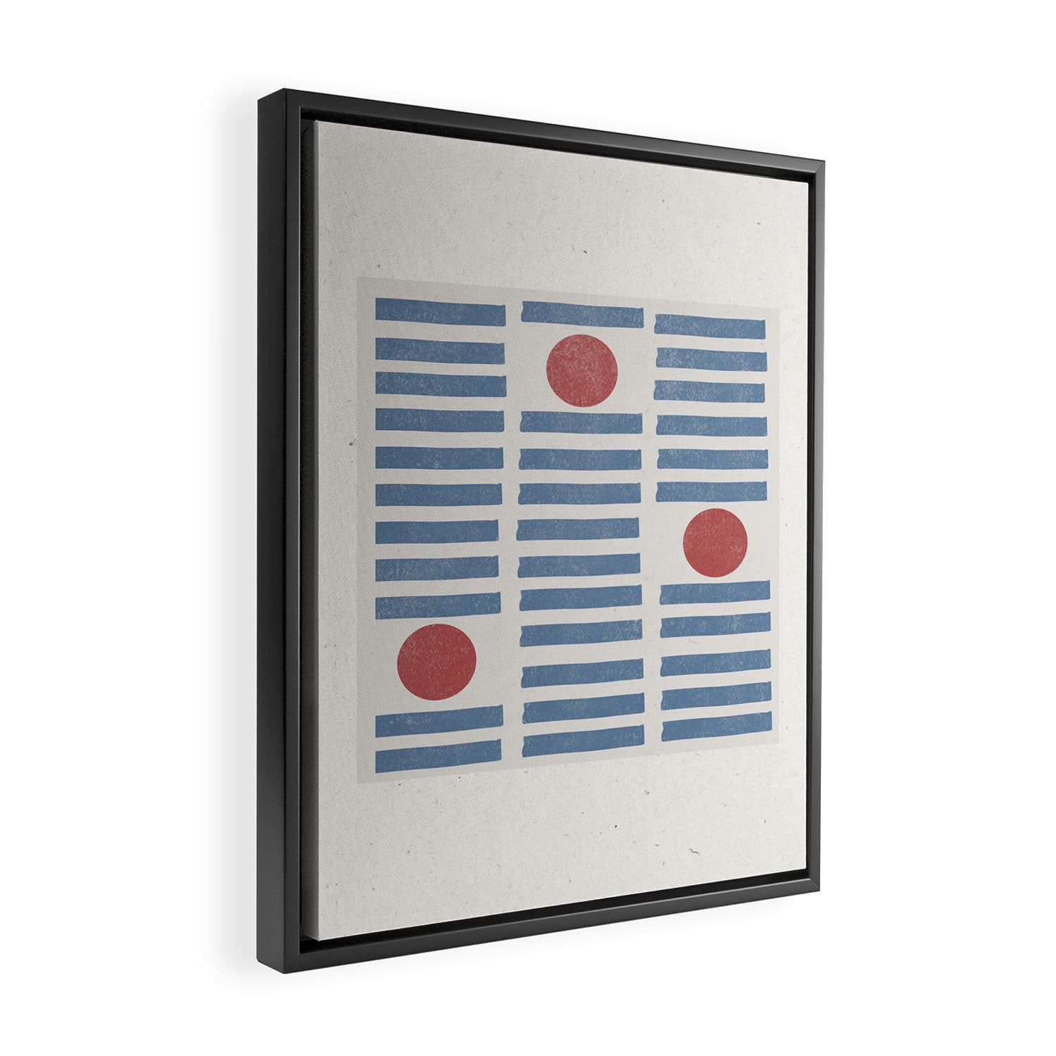 Blue Modern Craft Design Retro Stripes and Circles Framed Canvas Print Gallery Image 2