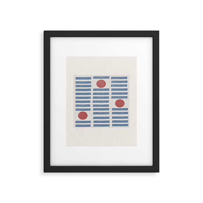 Blue Modern Craft Design Retro Stripes and Circles Framed Art Print Gallery Image 6