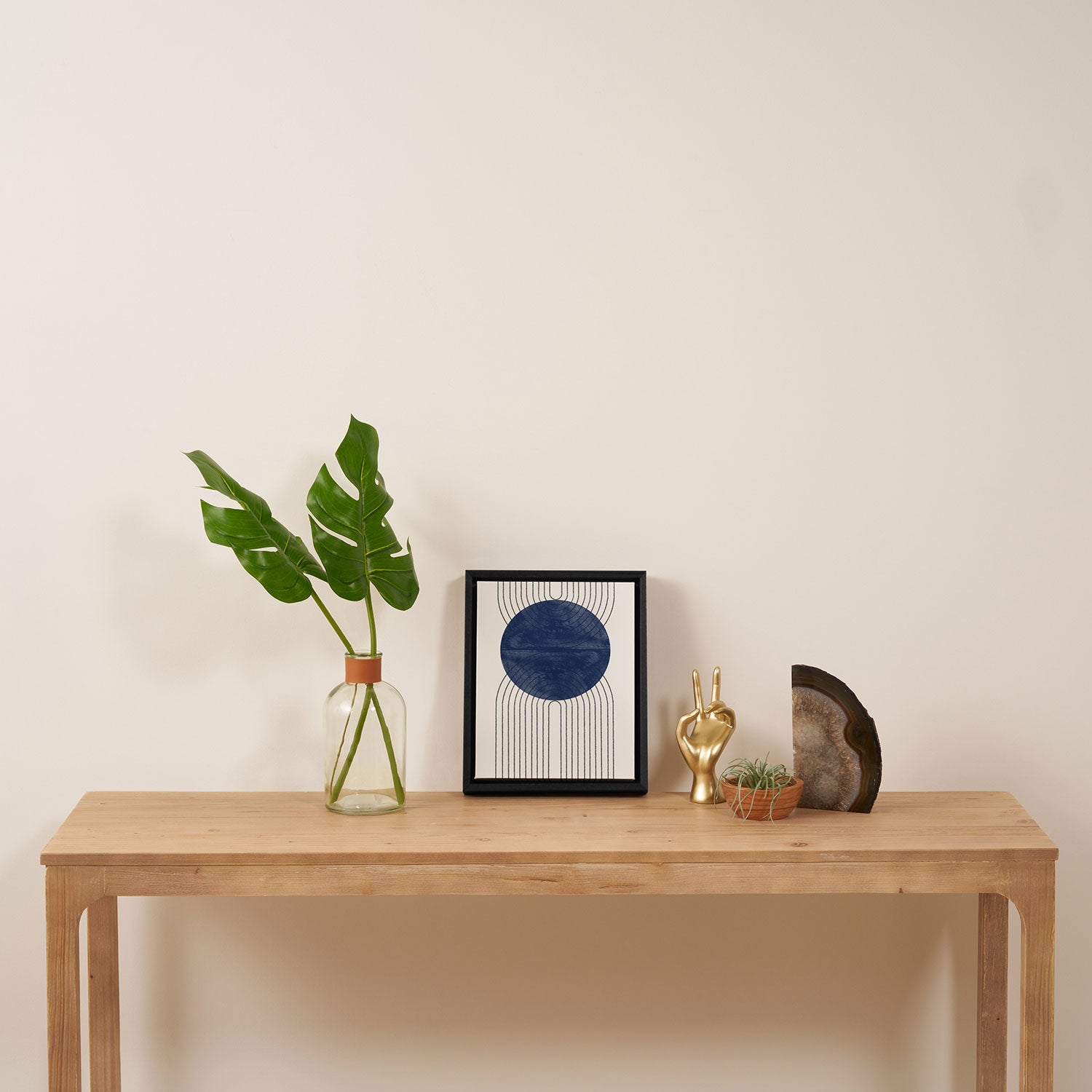Mid Century Modern Blue Perfect Balance Framed Canvas Print Gallery Image 4