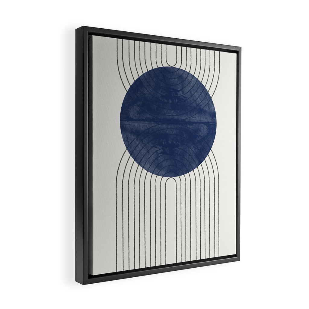 Mid Century Modern Blue Perfect Balance Framed Canvas Print Gallery Image 2