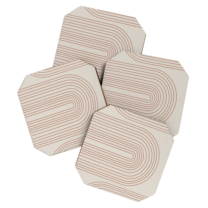 Burnt Orange Line Art Coaster Gallery Image 1