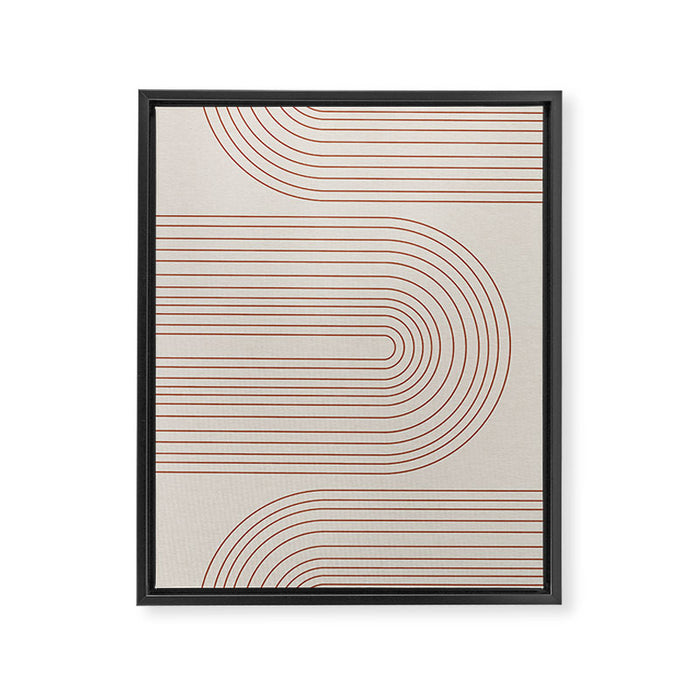 Burnt Orange Line Art Framed Canvas Print Gallery Image 1