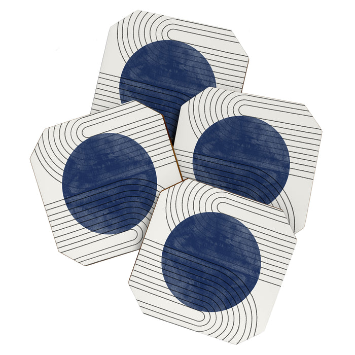 Deep Blue Simple Composition Coaster Gallery Image 1