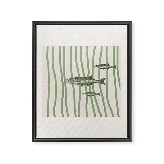 Fish in the grass Framed Canvas Print Gallery Image 1