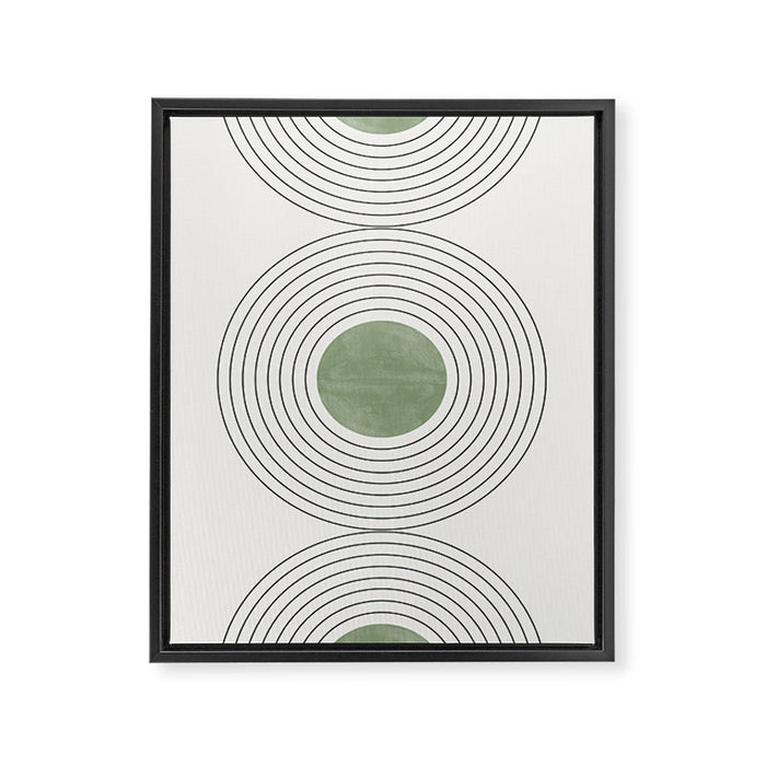 Fresh Pattern, Green Circle Framed Canvas Print Gallery Image 1
