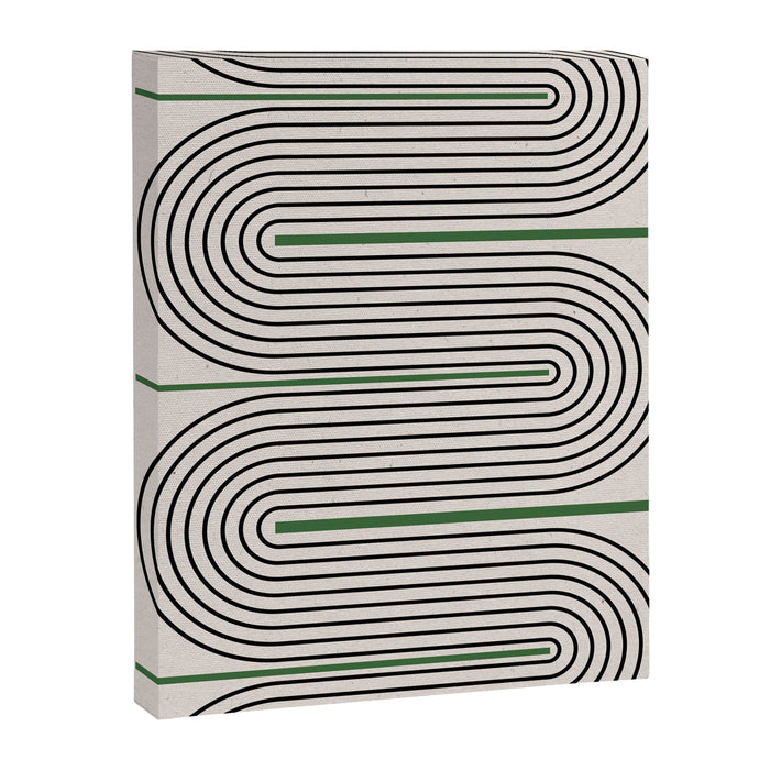 Green Beige Black Lines Canvas Print Gallery Image 1