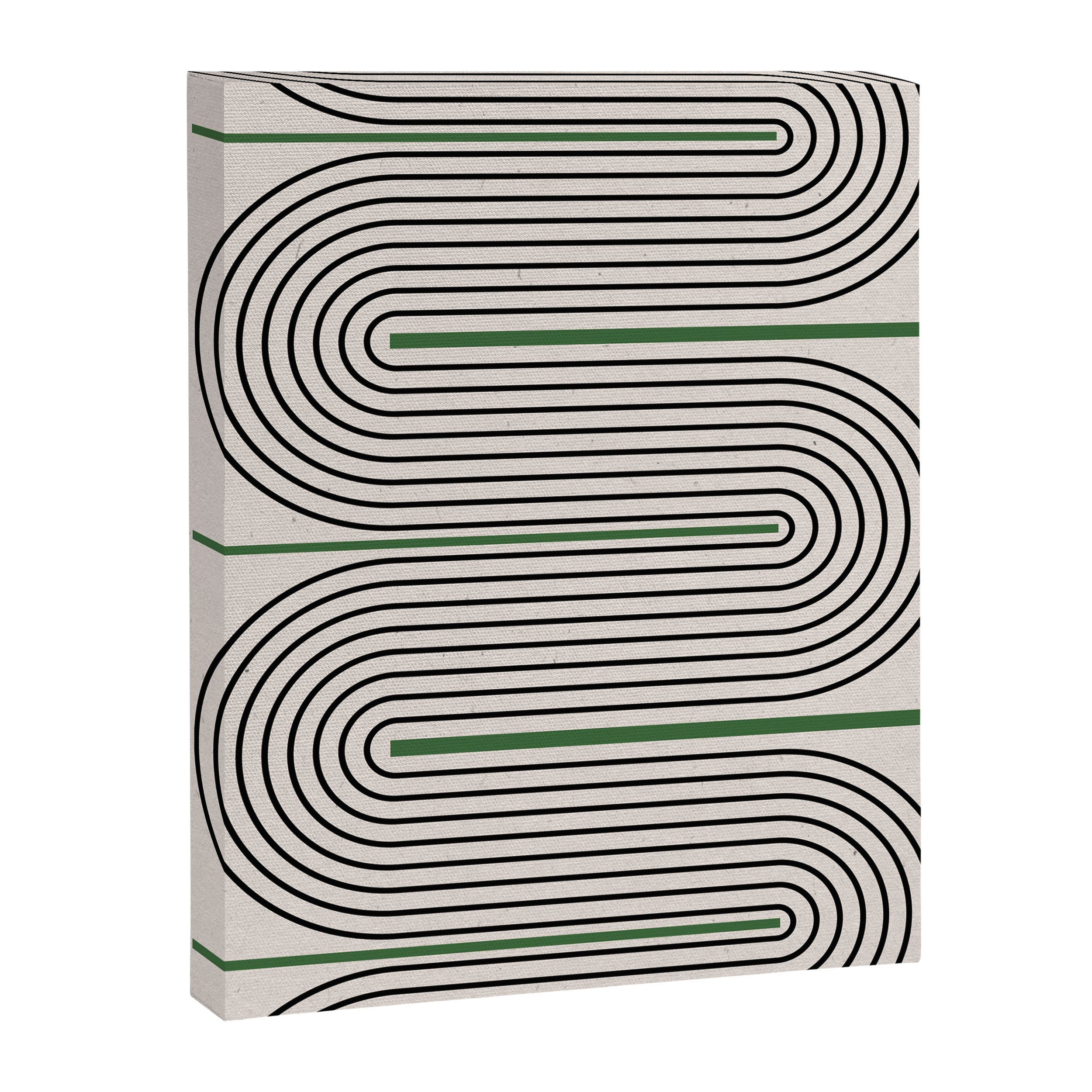 Green Beige Black Lines Canvas Print Gallery Image 6