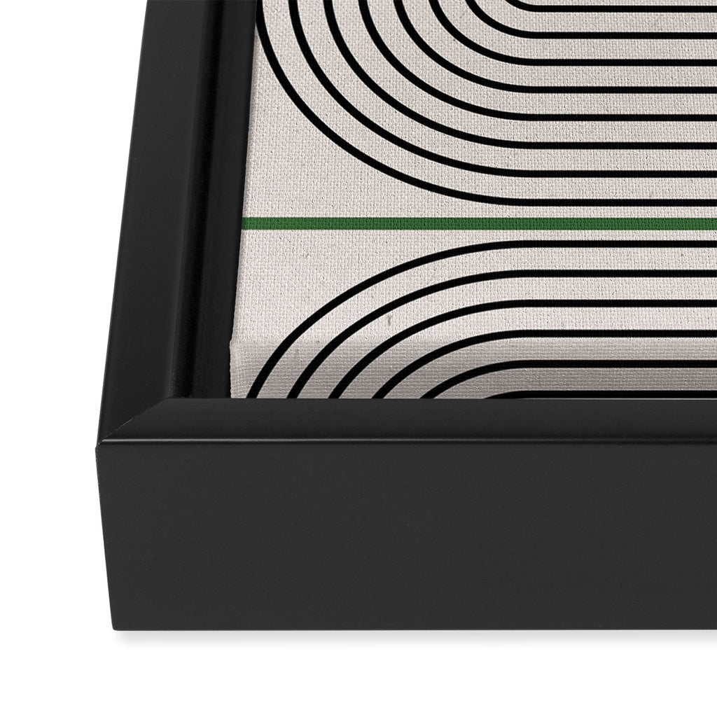 Green Beige Black Lines Framed Canvas Print Gallery Image 3