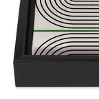 Green Beige Black Lines Framed Canvas Print Gallery Image 3