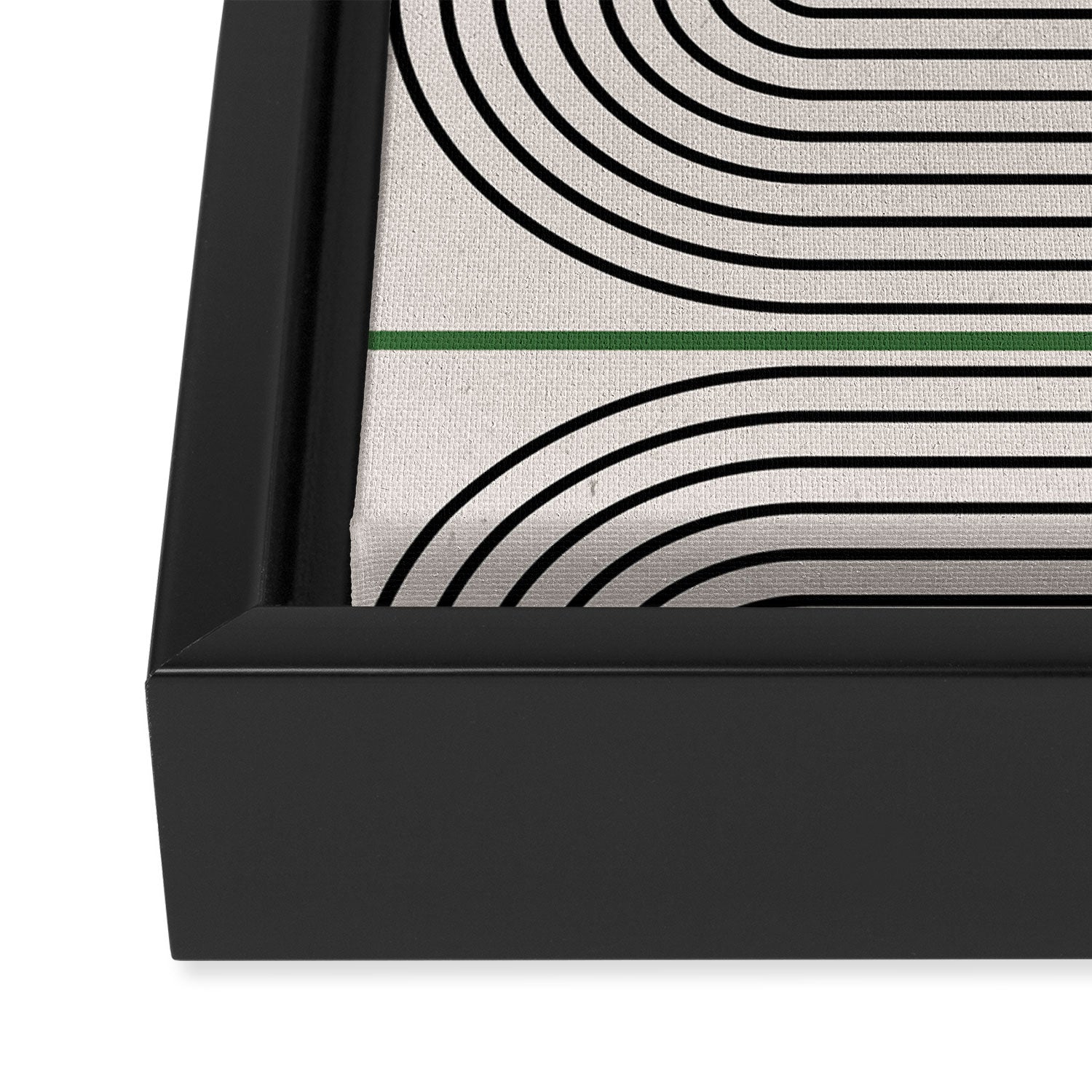 Green Beige Black Lines Framed Canvas Print Gallery Image 3