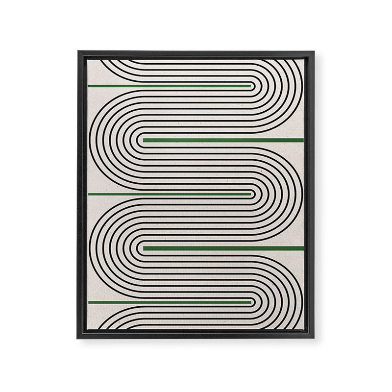 Green Beige Black Lines Framed Canvas Print Gallery Image 6