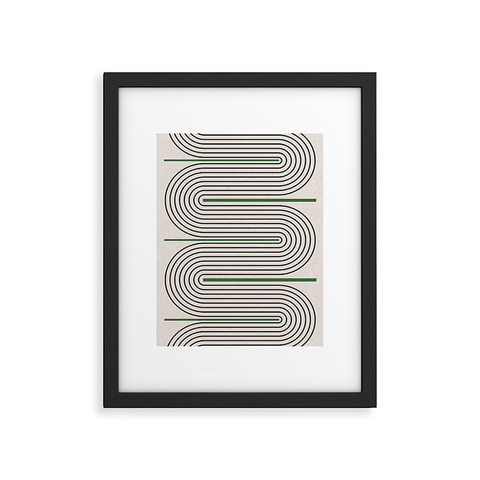 Green Beige Black Lines Framed Art Print Gallery Image 1