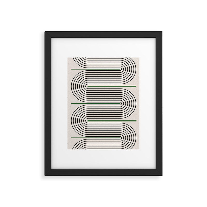 Green Beige Black Lines Framed Art Print Gallery Image 5
