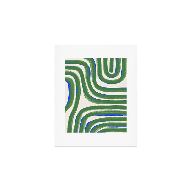 Green Blue Line Composition  Art Print Gallery Image 1