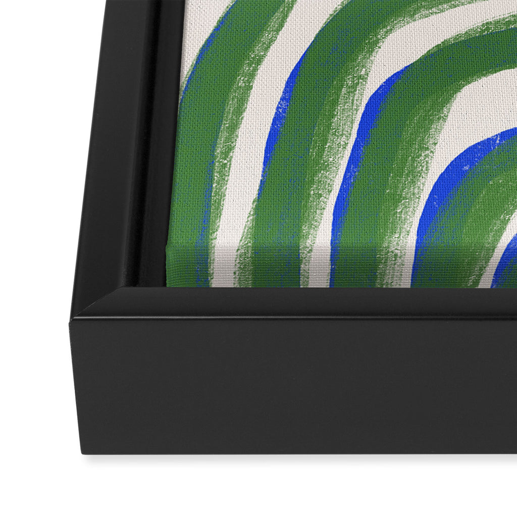 Green Blue Line Composition  Framed Canvas Print Gallery Image 3